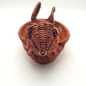 Woven Wicker Bunny Basket Dark Brown Small Decorative 3" Spring Easter Decor